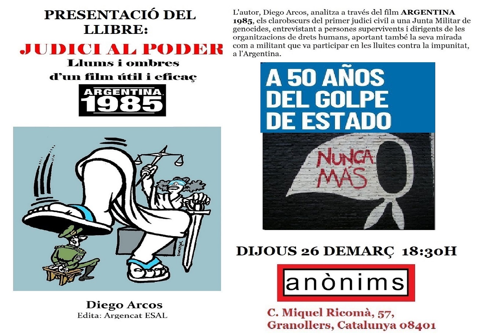 JUDICI AL PODER, PRESENTACI� DEL LLIBRE DE DIEGO ARCOS